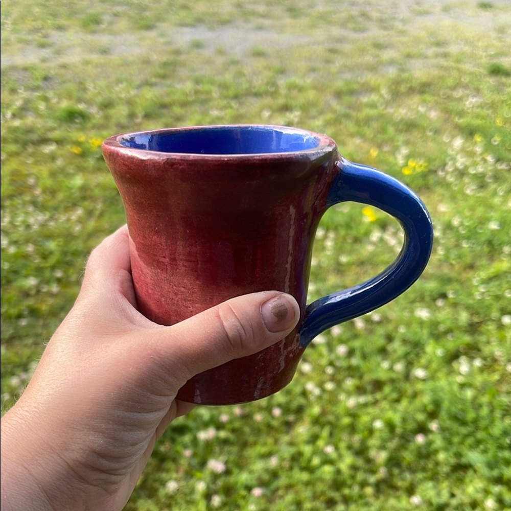 Handcrafted Red and Blue Ceramic Mug - Picture 6 of 7